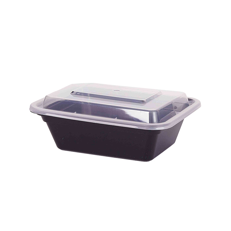 Plastic To-Go Containers And Lids - Rectangle - White With Clear